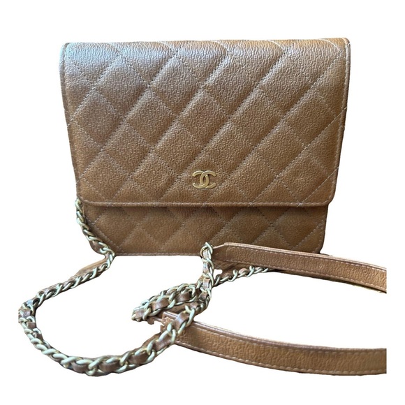 CHANEL Tan Quilted Crossbody Square WOC - Picture 1 of 10